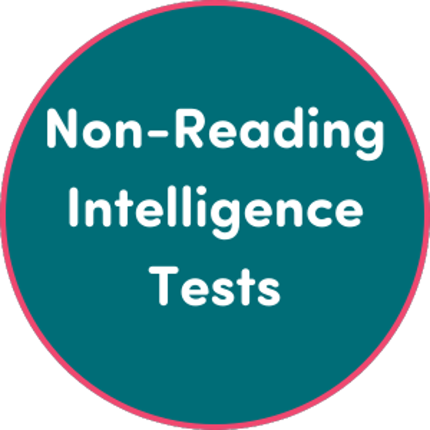 Non-reading intelligence tests typed out in a teal circle